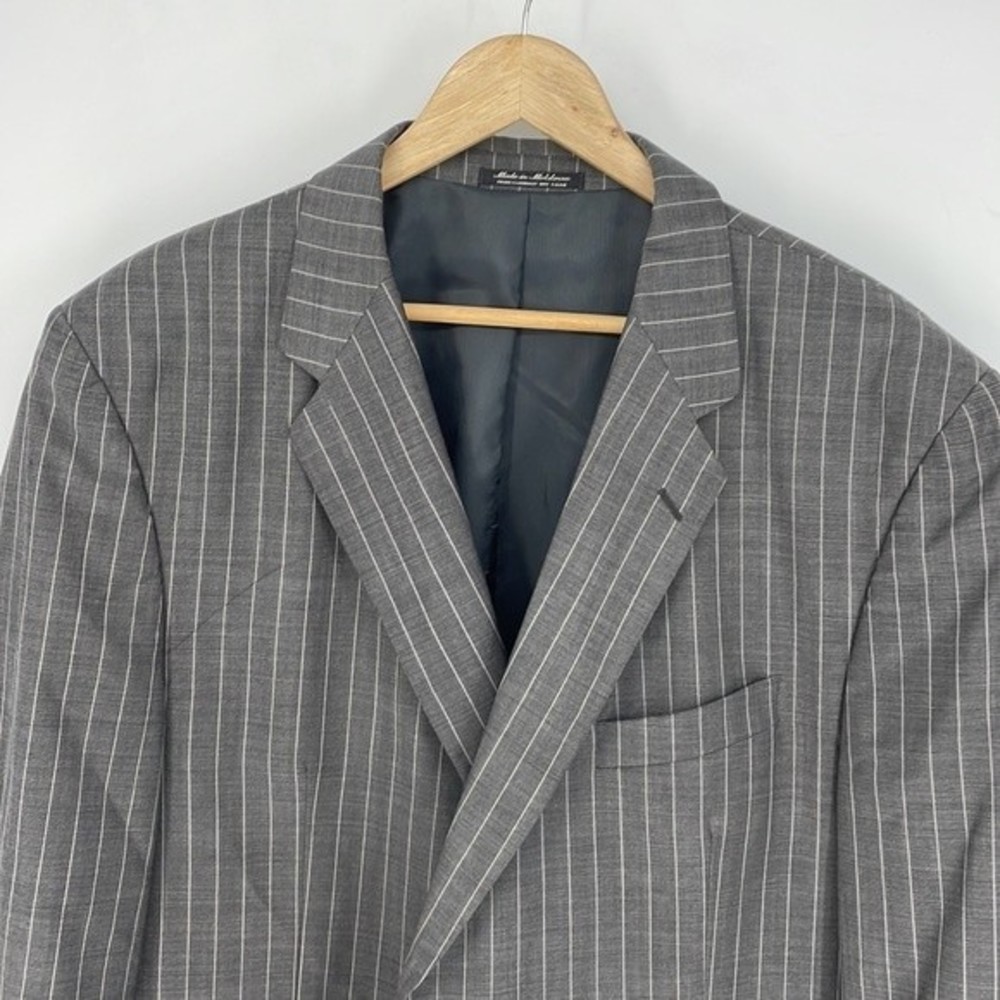 ADOLFO 36L men's gray wool mohair pinstripe blazer suit jacket sport coat - Picture 9 of 11